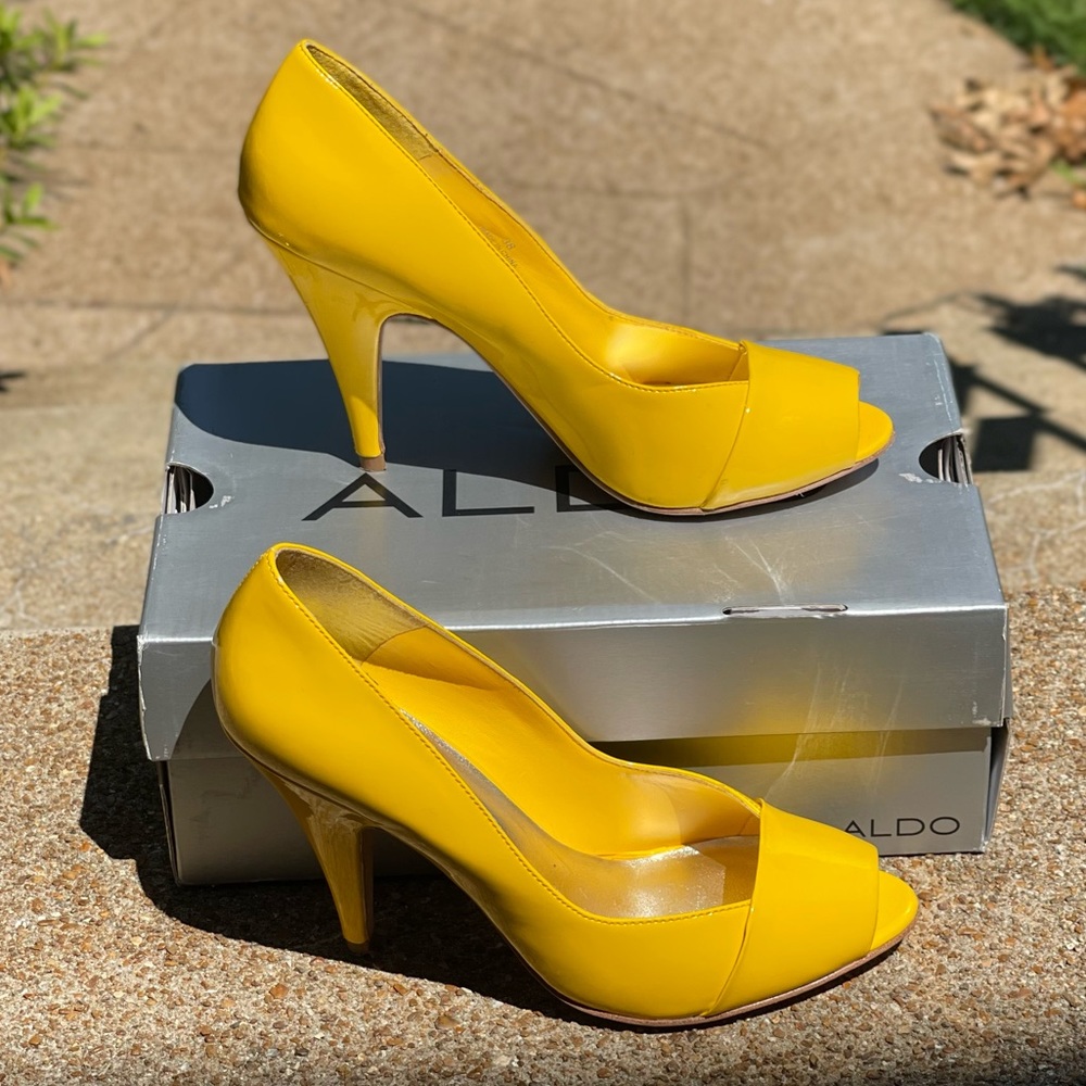 Yellow Patent Leather Heels